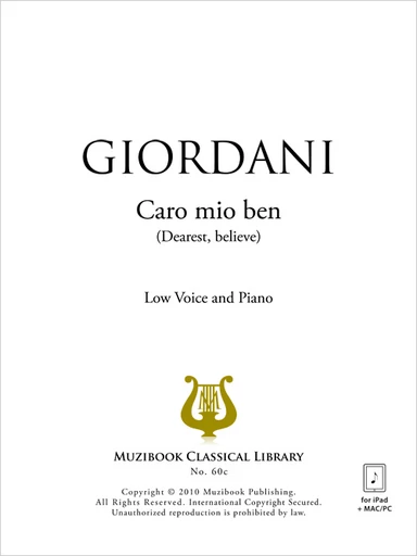 Caro mio ben - Giuseppe Giordani - Muzibook Publishing