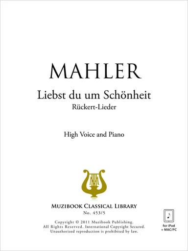 Liebst du um Schönheit - Gustav Mahler - Muzibook Publishing