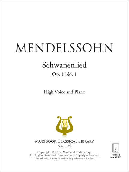 Schwanenlied Op. 1 No. 1 - Fanny Hensel-Mendelssohn - Muzibook Publishing