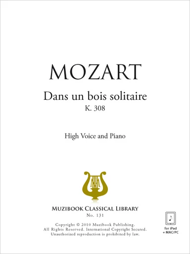 Dans un bois solitaire - Wolfgang Amadeus Mozart - Muzibook Publishing