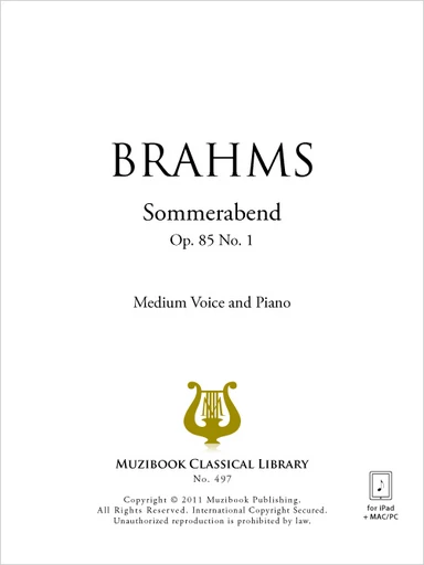 Sommerabend - Johannes Brahms - Muzibook Publishing