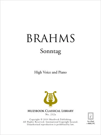 Sonntag - Johannes Brahms - Muzibook Publishing