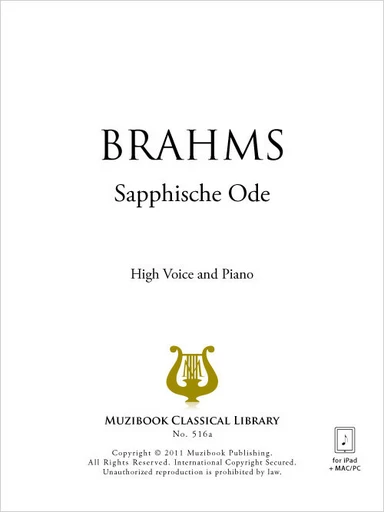 Sapphische Ode - Johannes Brahms - Muzibook Publishing