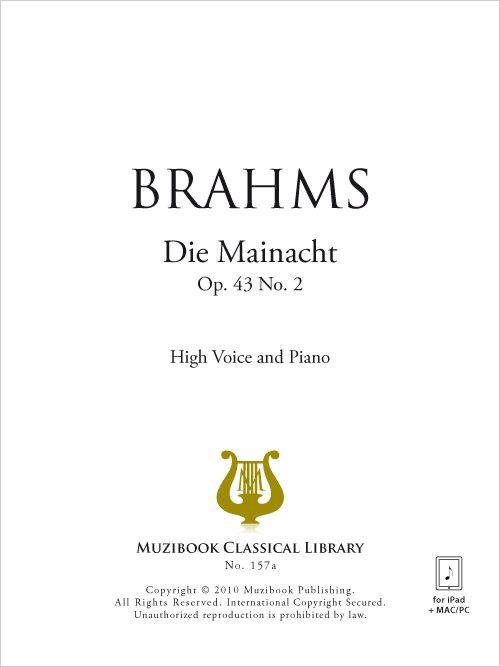 Die Mainacht - High Voice and Piano - Johannes Brahms