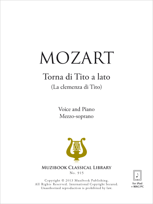 Torna Di Tito A Lato Voice And Piano Wolfgang Amadeus Mozart Ean13 Sheet Music Place