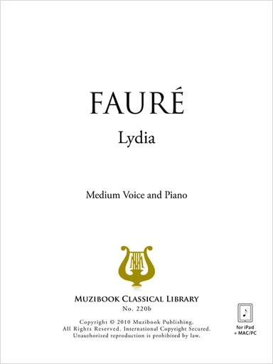 Lydia - Gabriel Fauré - Muzibook Publishing