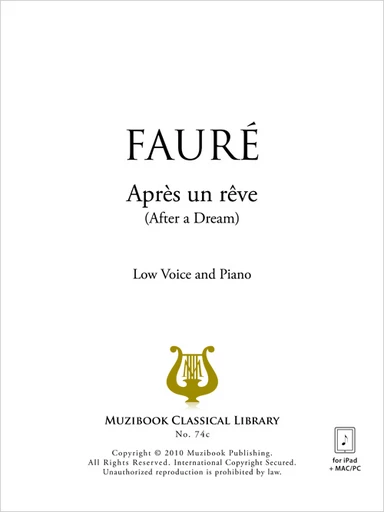 Après un rêve - Gabriel Fauré - Muzibook Publishing